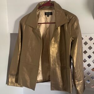 Brisa New York Metallic Gold Women's Leather Blazer